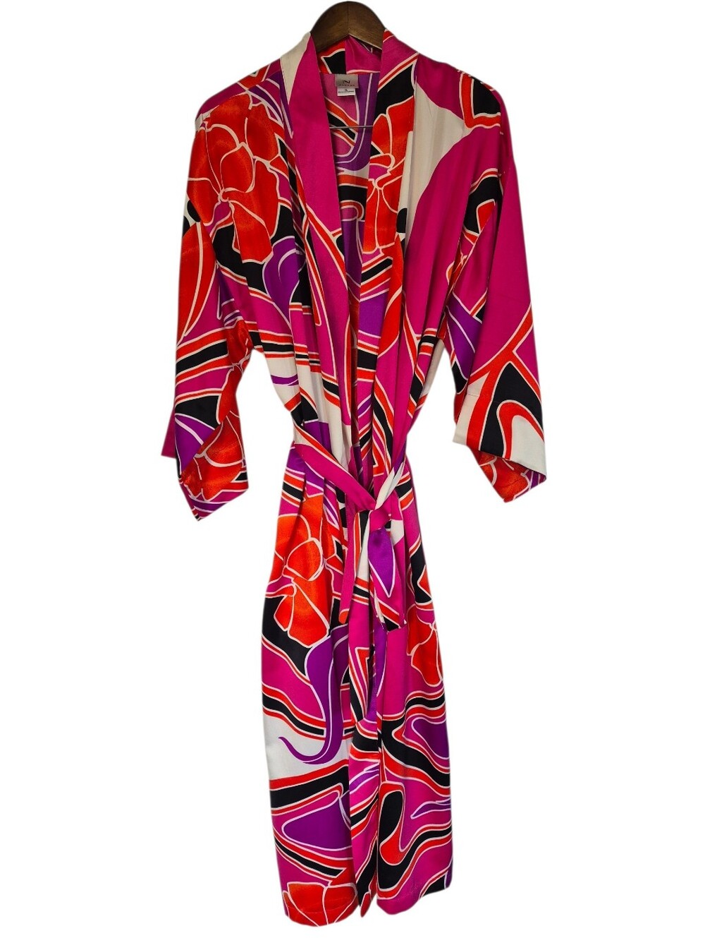 Natori Colorful Belted Long Robe Satin XL